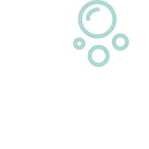 Icon eines Zahns mit Blasen rechts oben